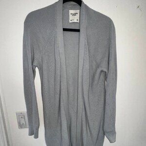 Abercrombie & Fitch Women's Light Gray Open-Front Knit Cardigan - Size M
